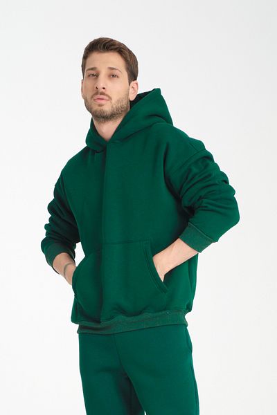 3 ROPE Πράσινο Oversize Unisex Fleece Hooded Βαμβακερό φούτερ