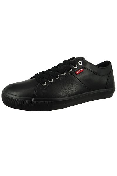 Levi's Herren Low Sneaker Woodward 231571-794 Schwarz 60 Brilliant Black Kunstleder mit Recycletem Ortholite