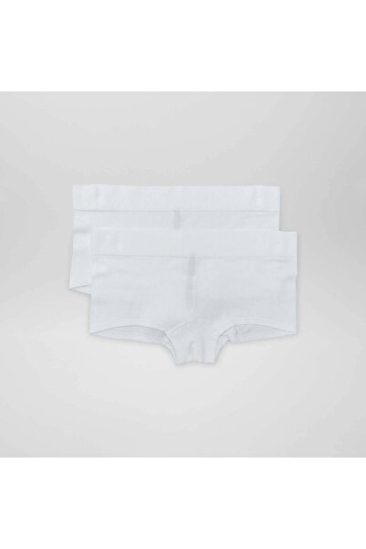 KIABI Pack of 2 pairs of ribbed fabric boy shorts WHITE WHITE