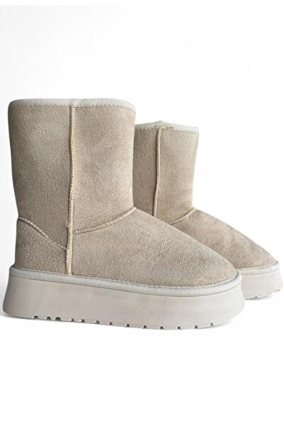 Melissa Boutique Kadın Bej İçi Kürklü Kalın Taban Midi Boy Kar Botu