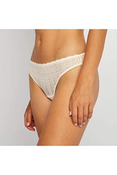KIABI Lace tanga briefs with jewel WHITE