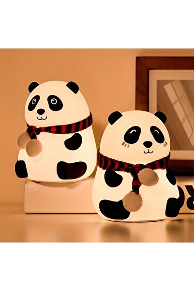 HARKEL TEKNOLOJİ Atkılı Panda Çocuk Bebek Odası Gece Lamba Led Rgb Işıklı Sevimli Figürlü Renk Değiştiren Dokunmatik