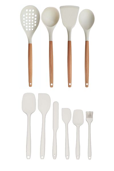 Mirilliahome 10 Pieces Silicone Kitchen Utensils Set - Silicone Serving Utensils with Bamboo Handle