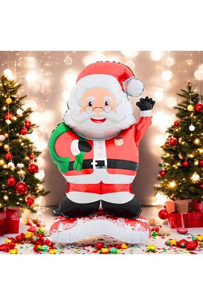 Bkmc Footed Glasses Santa Claus Foil Balloon Christmas Foil Balloon Ornament