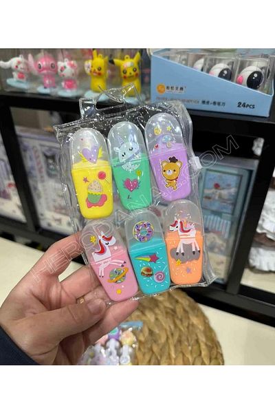 Happy Toys Set of 6 Highlighter Ice Cream Stick Pens