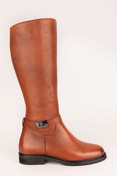 Elile Shoes Iç Astarı Kürklü Deri Büyük Numara Kadın Çizme