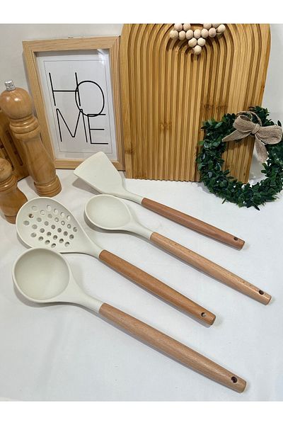 Mirilliahome 10 Pieces Silicone Kitchen Utensils Set - Silicone Serving Utensils with Bamboo Handle