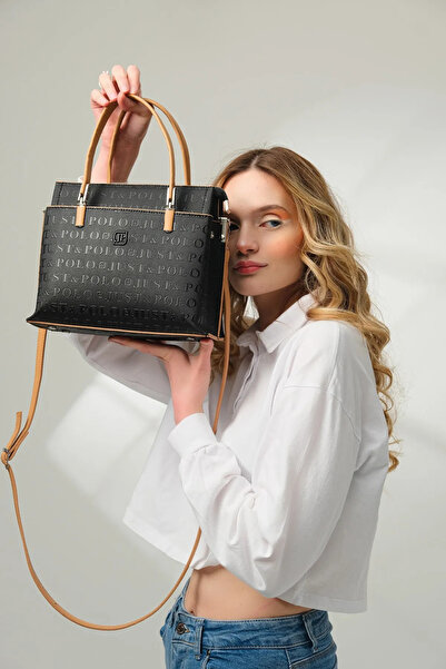 Just Polo حقيبة يد وكتف نسائية منقوشة مكونة من 5 أقسام RC4045