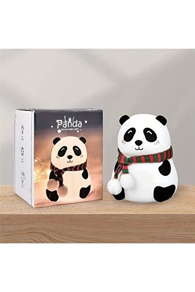 HARKEL TEKNOLOJİ Atkılı Panda Çocuk Bebek Odası Gece Lamba Led Rgb Işıklı Sevimli Figürlü Renk Değiştiren Dokunmatik