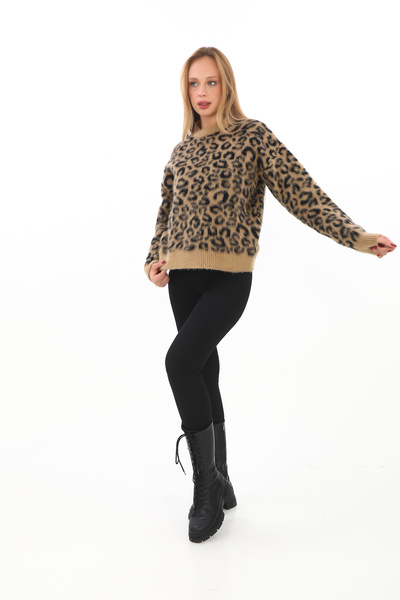 sportiness PULOVER DE tricotaj supradimensionat cu model leopard