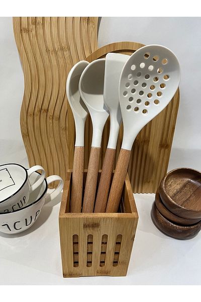 Mirilliahome 11 Pieces Silicone Kitchen Utensils Set - Silicone Serving Utensils with Bamboo Handle