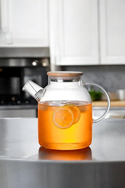 Mirilliahome إبريق شاي أعشاب زجاجي مقاوم للحريق مع غطاء من الخيزران - 1500 مل