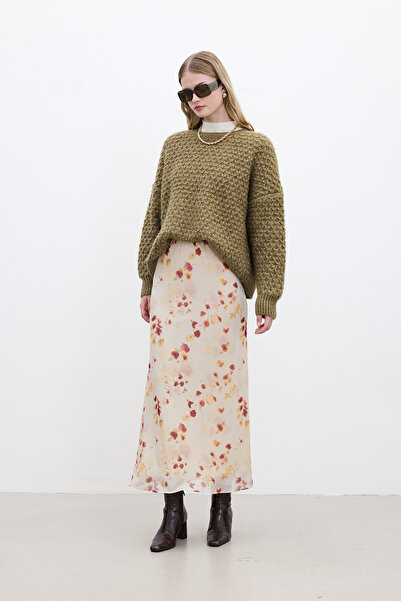 Manuka Midi Length Patterned Tulle Skirt Brush