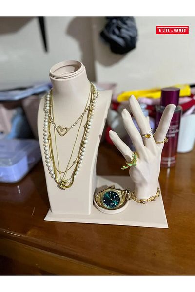 a life in games 22cm Jewelry Necklace & Ring Organizer - Decorative Suit, Mannequin Display Stand Set