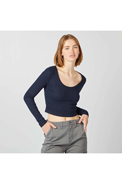 KİABİ Ribbed cropped tee blue