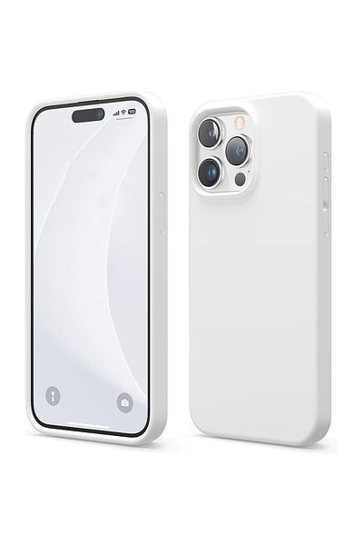 Merwish غطاء حماية من السيليكون متوافق مع هاتف Apple Iphone 13 Promax مع شعار مخملي باللون الأبيض