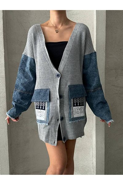 Lady MORE Knitwear Denim Cardigan