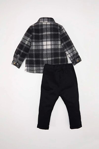 DeFacto D5416 Set of 2 Checked Lumberjack Long Sleeve Shirt Elastic Waist Pants