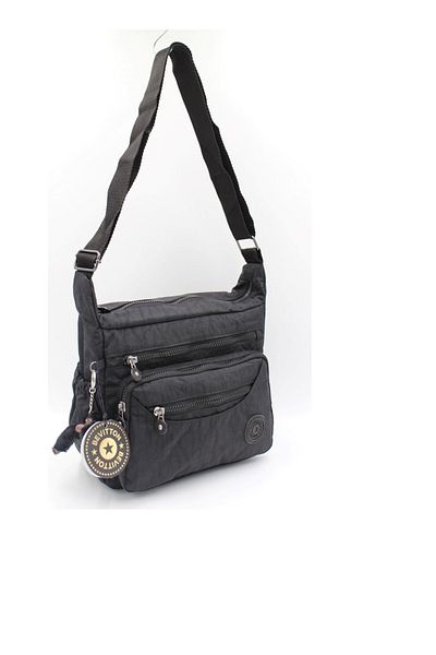 Trg Polo Black Color Clinker Fabric Women's Crossbody Messenger Bag with 8 Compartments / 4120