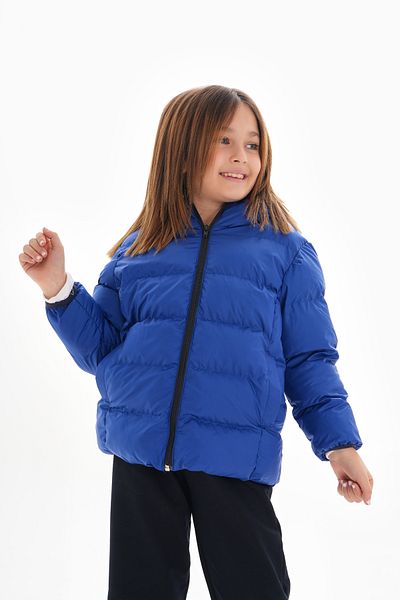 Mina Fete-Băieți Albastru deschis Reumplere Lenjerie de corp Fleece Glugă Iarnă Puffer Palton pentru copii