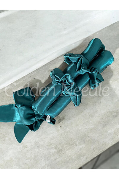 Golden Needle Pachet de 4 piese de coafat pentru păr din satin turcoaz, fără ...