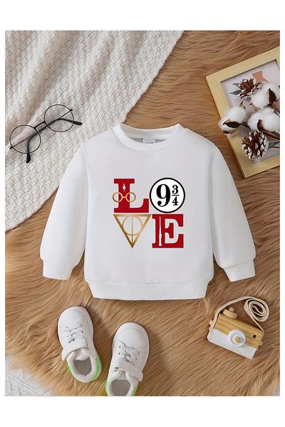 Massgai Hanorac personalizat din bumbac cu decolteu rotund pentru copii Harry Potter Love Text Printed