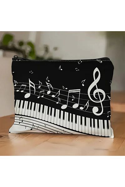bundle island Piano, Note, Music Character Makeup Bag / Pen Holder