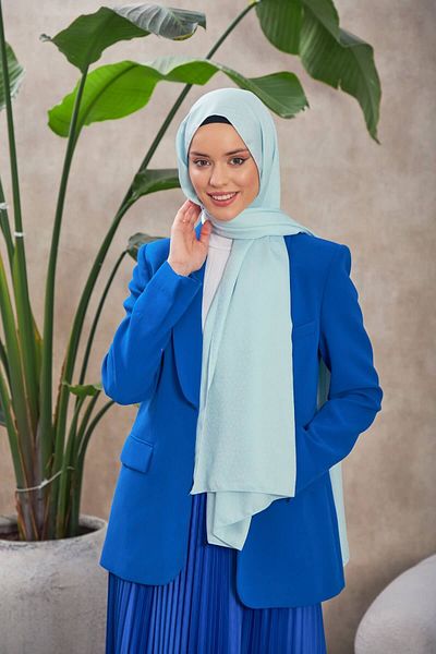 İpekhan Alesa Patterned - Γκρι Μπλε 9003-10 Μοντέλο Μεταξένιο Ζακάρ Σάλι