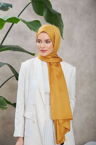 İpekhan Novvela Patterned Silky Jacquard Shawl Altuni - 9008-09