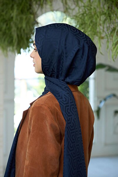 İpekhan Yaz Işıltısı Koleksiyonu İpeksi Jakar Şal Lacivert 9013-02