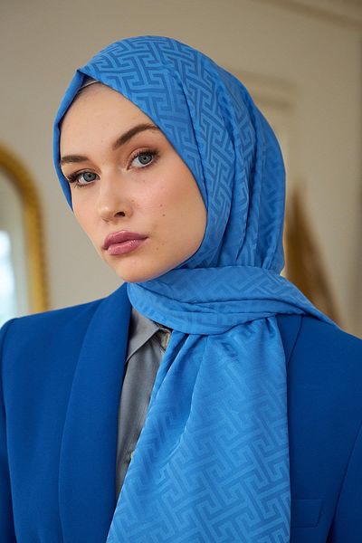 İpekhan Şal jacquard mătăsos albastru - colecţia Summer Sparkle 9017-20
