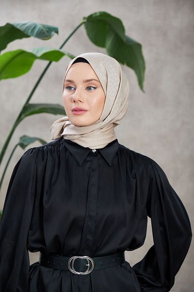 İpekhan Novvela μοτίβο μεταξένιο ζακάρ σάλι Light Mink9008-26