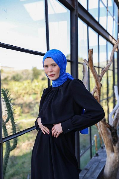 İpekhan Model triunghiular șal jacquard mătăsos Parlament Blue 9005-22