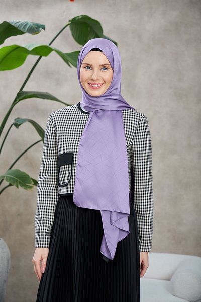 İpekhan Line Leola Patterned Lilac Silky Jacquard Shawl - 9009-23