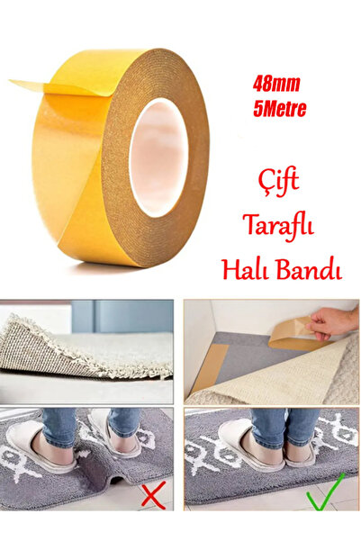 NUBLADO Kilim Paspas Halı Bant 48 mm X 5 Mt Kaymaz Çift Taraflı Yapışkan Topl...