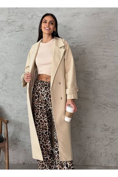 Melike Bakar Boutique Long Belted Cashew Coat