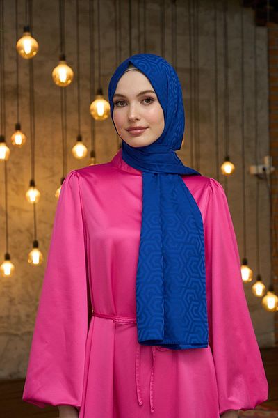 İpekhan 9013-28 Μοντέλο Μπλε Μεταξένιο Σάλι Ζακάρ - Summer Sparkle Collection