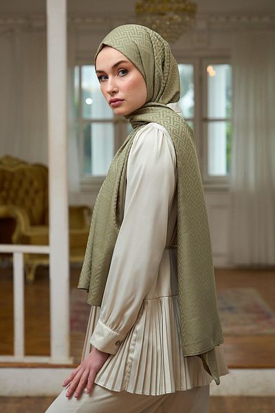 İpekhan 9017-02 Μοντέλο Summer Radiance Collection - Μεταξένιο, Ζακάρ και Σάλι Πράσινο Βρύα