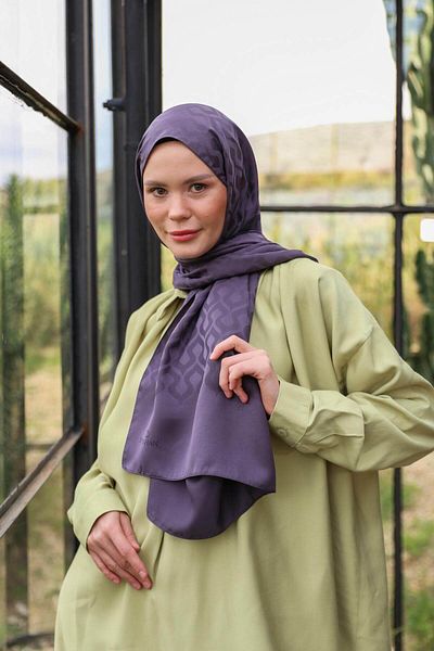 İpekhan Drop Pattern Silky Jacquard Shawl Anthracite 9012-12