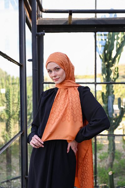İpekhan Drop Pattern Silky Jacquard Shawl Tile 9012-21