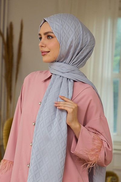 İpekhan Colectia Silky Jacquard Shawl Silver - Summer Sparkle 9015-08