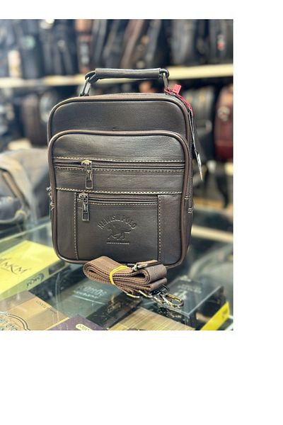 Trg Polo Genuine Leather Men's Hand and Shoulder Bag with Brown Case