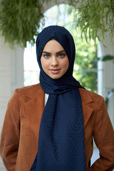 İpekhan Συλλογή Navy Blue Silky Jacquard Summer Radiance - 9013-02