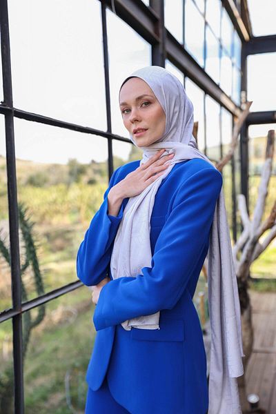 İpekhan Exen Pattern Silky Jacquard Shawl Gray 9011-03