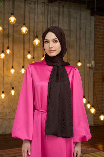 İpekhan Silky Jacquard Shawl Bitter Brown Summer Shine Συλλογή - 9015-01