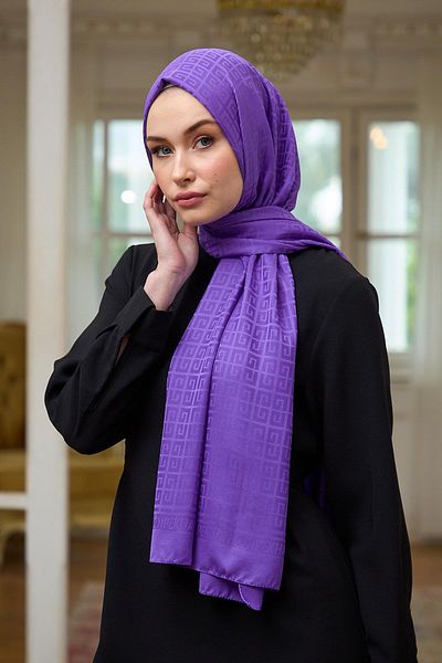 İpekhan Silky Jacquard Shawl Violet - Summer Sparkle Collection 9016-08