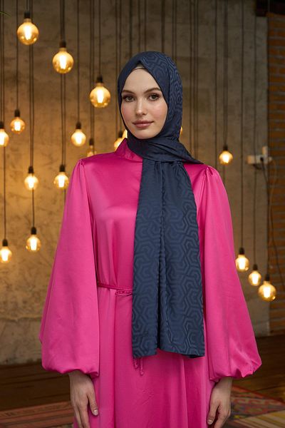 İpekhan Anthracite Silky Jacquard Shawl - Summer Sparkle Collection 9013-27