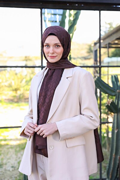 İpekhan Шарф з шовковистою жакардовою фактурою та краплеподібним візерунком, гіркий кави 9012-18