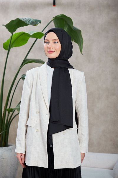 İpekhan Leola Patterned Black Silky Jacquard Shawl - 9009-03