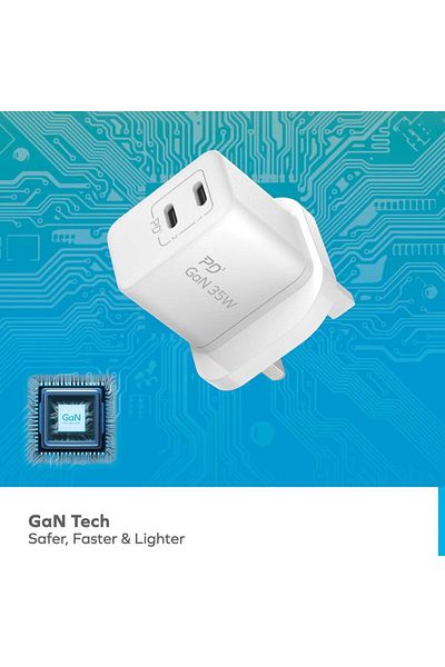 Momax One Plug GaN 35W 2-Port Mini Fast Charger 2 USB-C port - White
